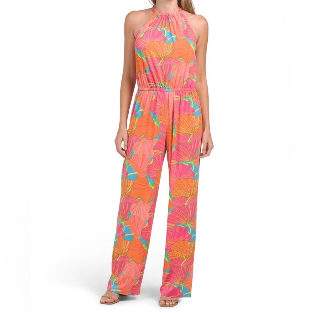Trina Turk Vibrant Orange Floral Jumpsuit